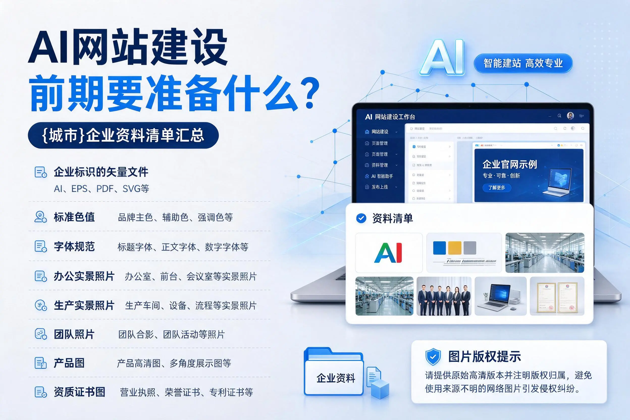 AI网站建设前期要准备什么?玉树企业资料清单汇总